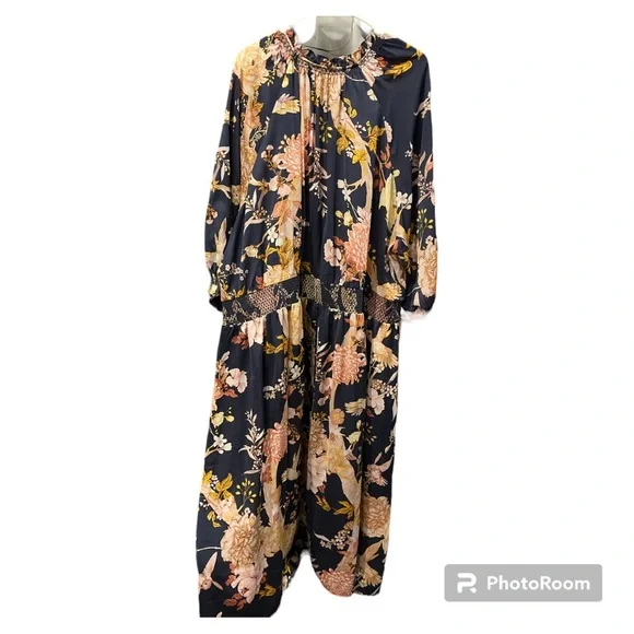 Terra & Sky Plus Size Navy Peasant Midi Dress size 4x NWT - Picture 3 of 12